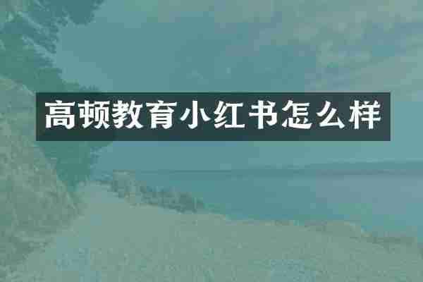高顿教育小红书怎么样