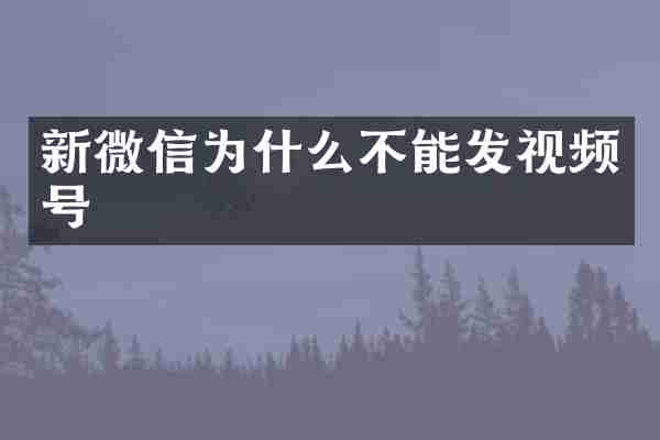 新微信为什么不能发视频号