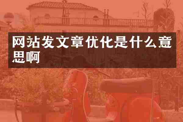 网站发文章优化是什么意思啊