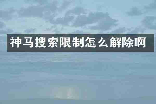 神马搜索限制怎么解除啊