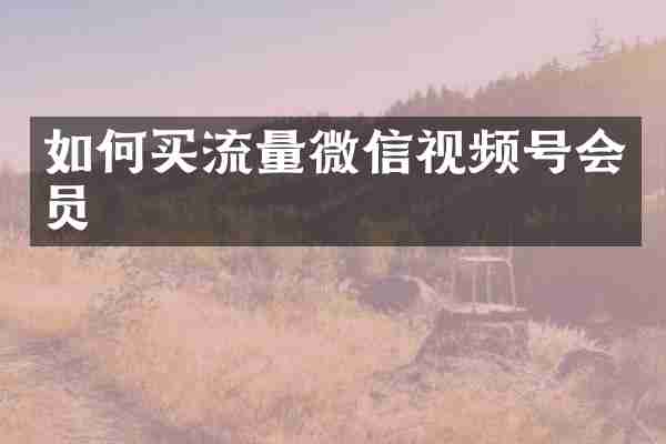 如何买流量微信视频号会员