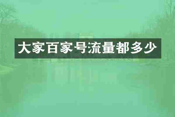 大家百家号流量都多少