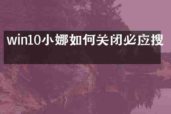 win10小娜如何关闭必应搜索