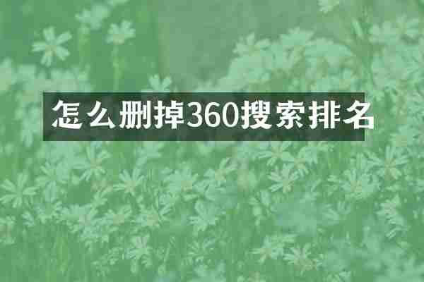 怎么删掉360搜索排名