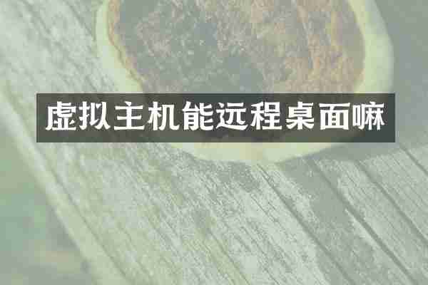 虚拟主机能远程桌面嘛