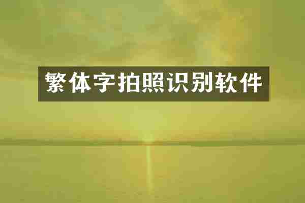 繁体字拍照识别软件