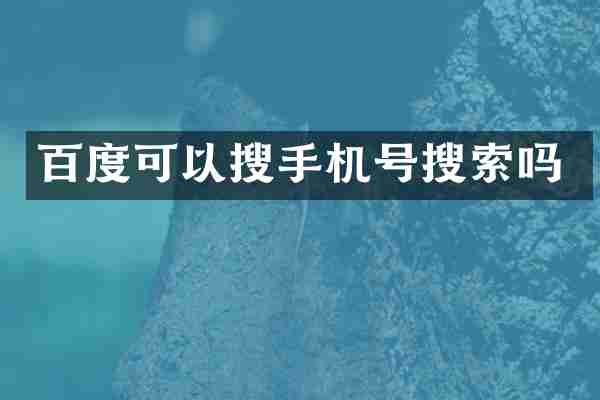 百度可以搜手机号搜索吗