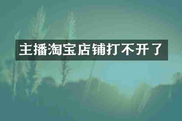 主播淘宝店铺打不开了