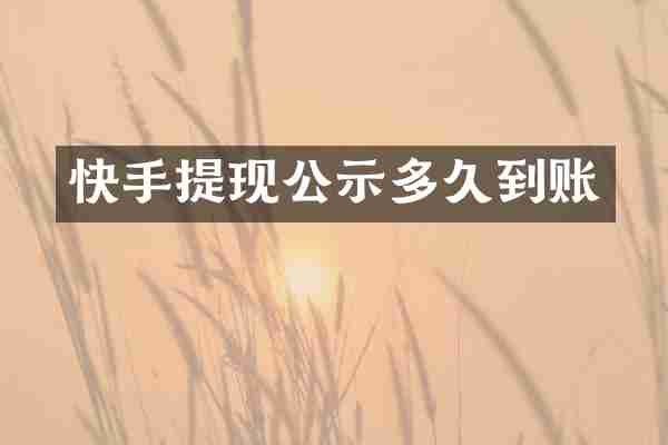快手提现公示多久到账
