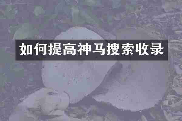 如何提高神马搜索收录