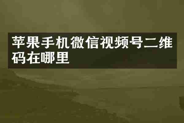 苹果手机微信视频号二维码在哪里