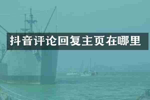 抖音评论回复主页在哪里