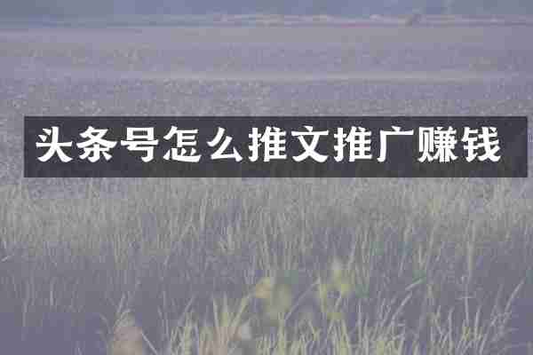 头条号怎么推文推广赚钱
