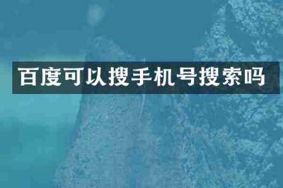 百度可以搜手机号搜索吗