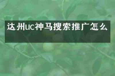 达州uc神马搜索推广怎么做
