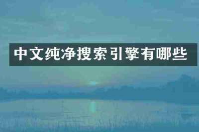中文纯净搜索引擎有哪些