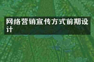 网络营销宣传方式前期设计