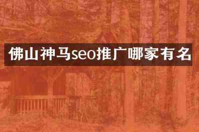 佛山神马seo推广哪家有名