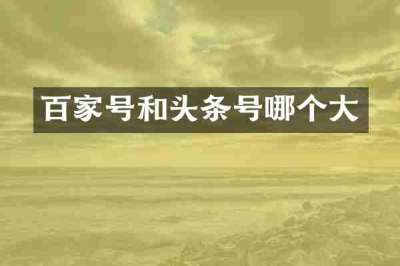 百家号和头条号哪个大
