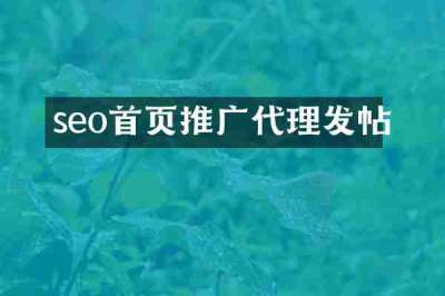 seo首页推广代理发帖