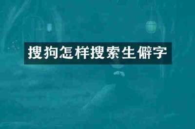 搜狗怎样搜索生僻字