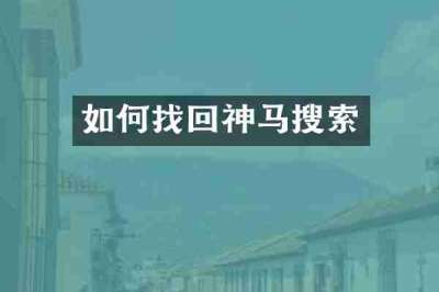 如何找回神马搜索