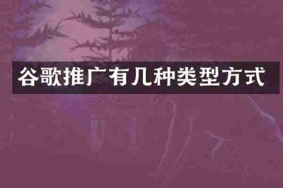谷歌推广有几种类型方式