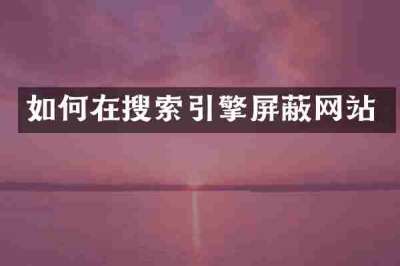 如何在搜索引擎屏蔽网站