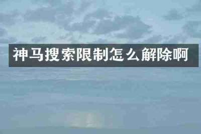 神马搜索限制怎么解除啊