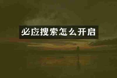 必应搜索怎么开启