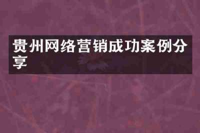 贵州网络营销成功案例分享
