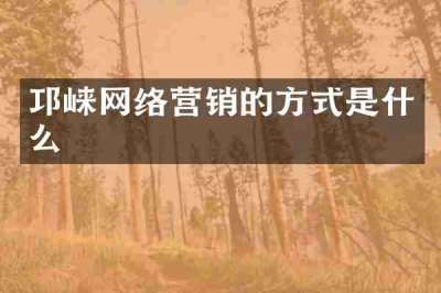 邛崃网络营销的方式是什么