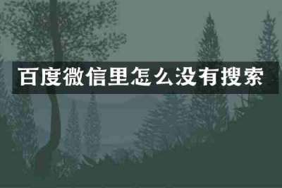 百度微信里怎么没有搜索