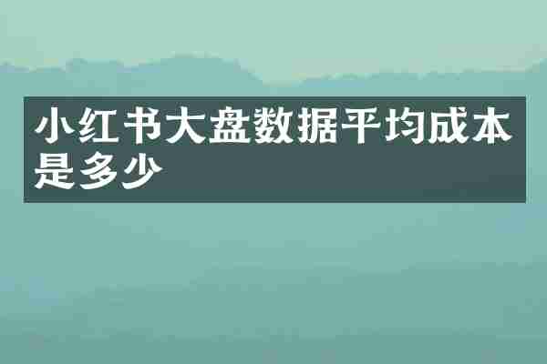 小红书大盘数据平均成本是多少