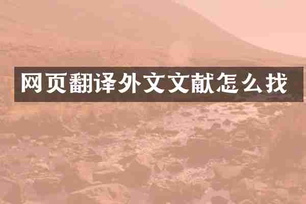 网页翻译外文文献怎么找