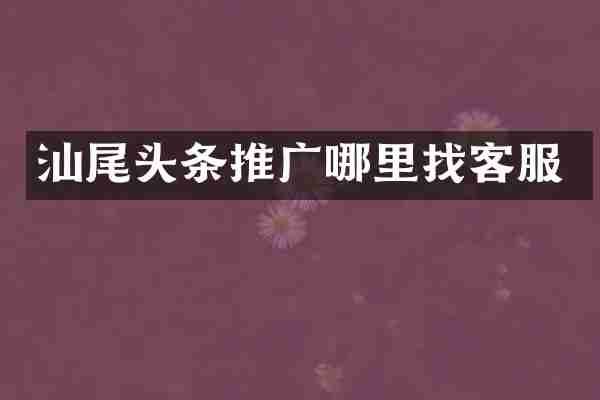 汕尾头条推广哪里找客服