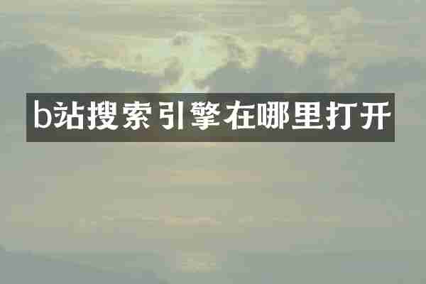 b站搜索引擎在哪里打开