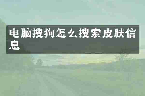 电脑搜狗怎么搜索皮肤信息