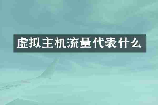 虚拟主机流量代表什么