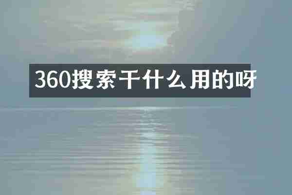 360搜索干什么用的呀