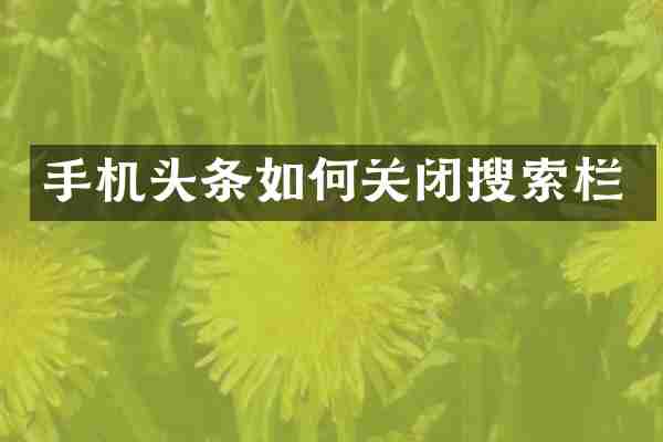 手机头条如何关闭搜索栏