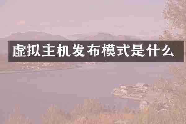 虚拟主机发布模式是什么