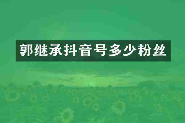 郭继承抖音号多少粉丝