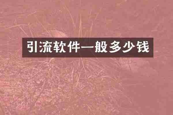 引流软件一般多少钱
