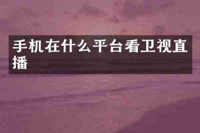 手机在什么平台看卫视直播