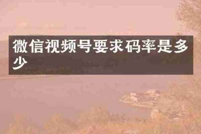 微信视频号要求码率是多少