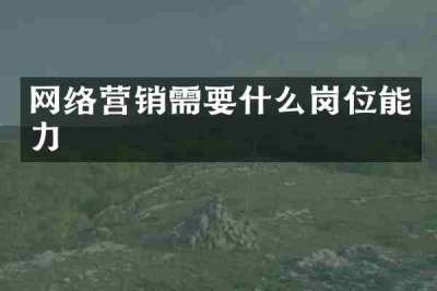 网络营销需要什么岗位能力