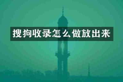 搜狗收录怎么做放出来