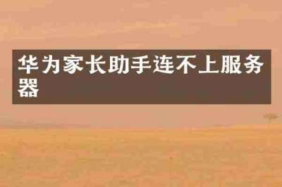 华为家长助手连不上服务器