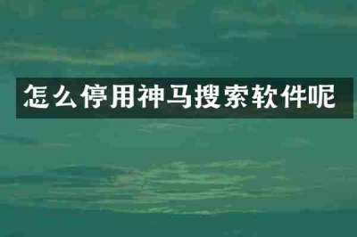 怎么停用神马搜索软件呢